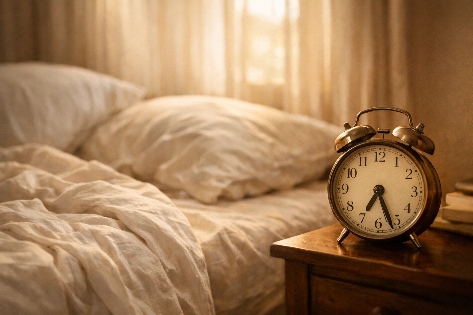 Hálószoba lágy reggeli fényben - az alvás fontossága a merevedési zavar kezelésében