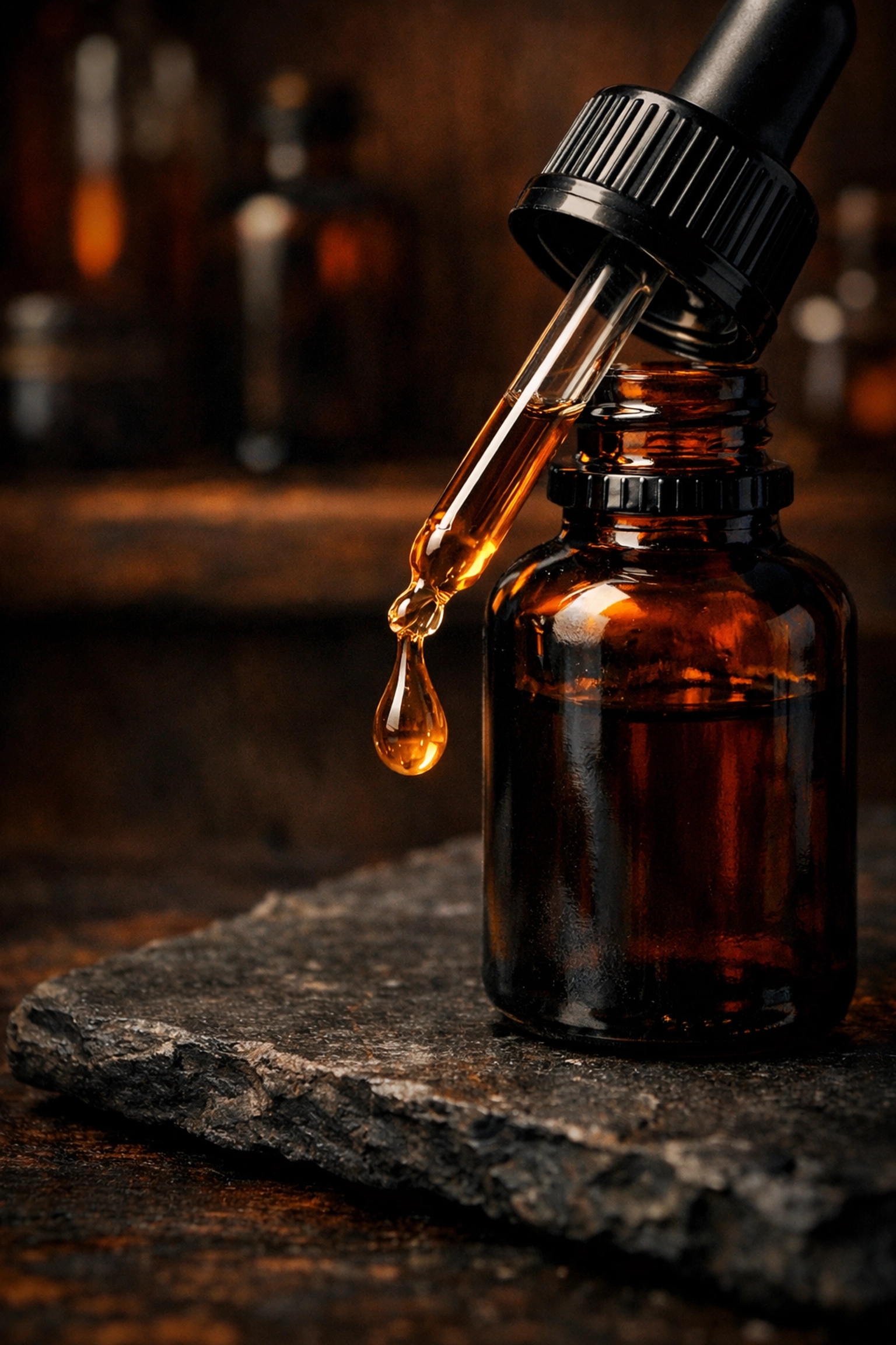 High-concentration premium beard oil dropper highlighting the rich texture of the VIP Collection.