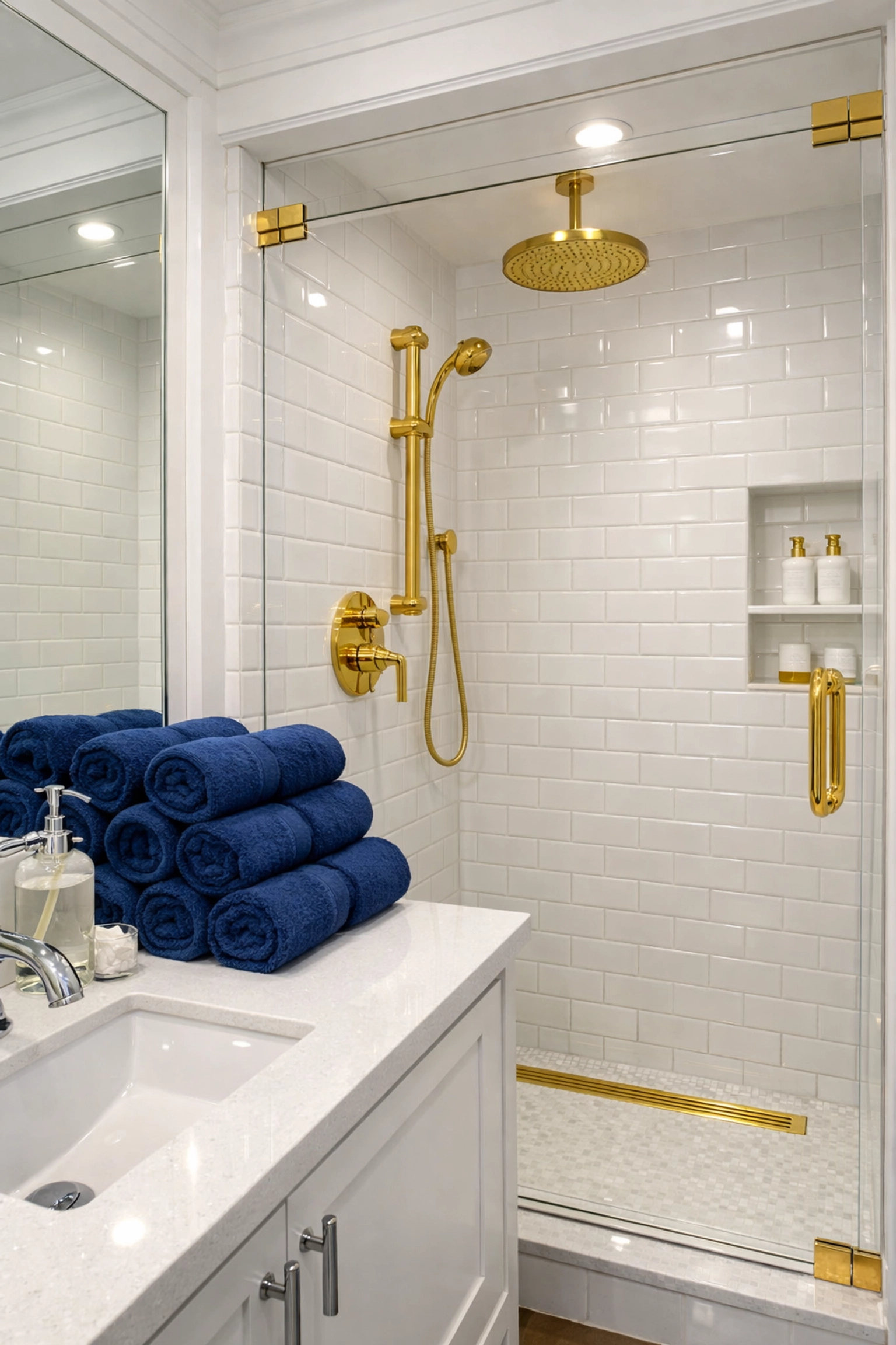 A professionally sanitized luxury bathroom showcasing deep cleaning results in a modern Marlborough apartment.