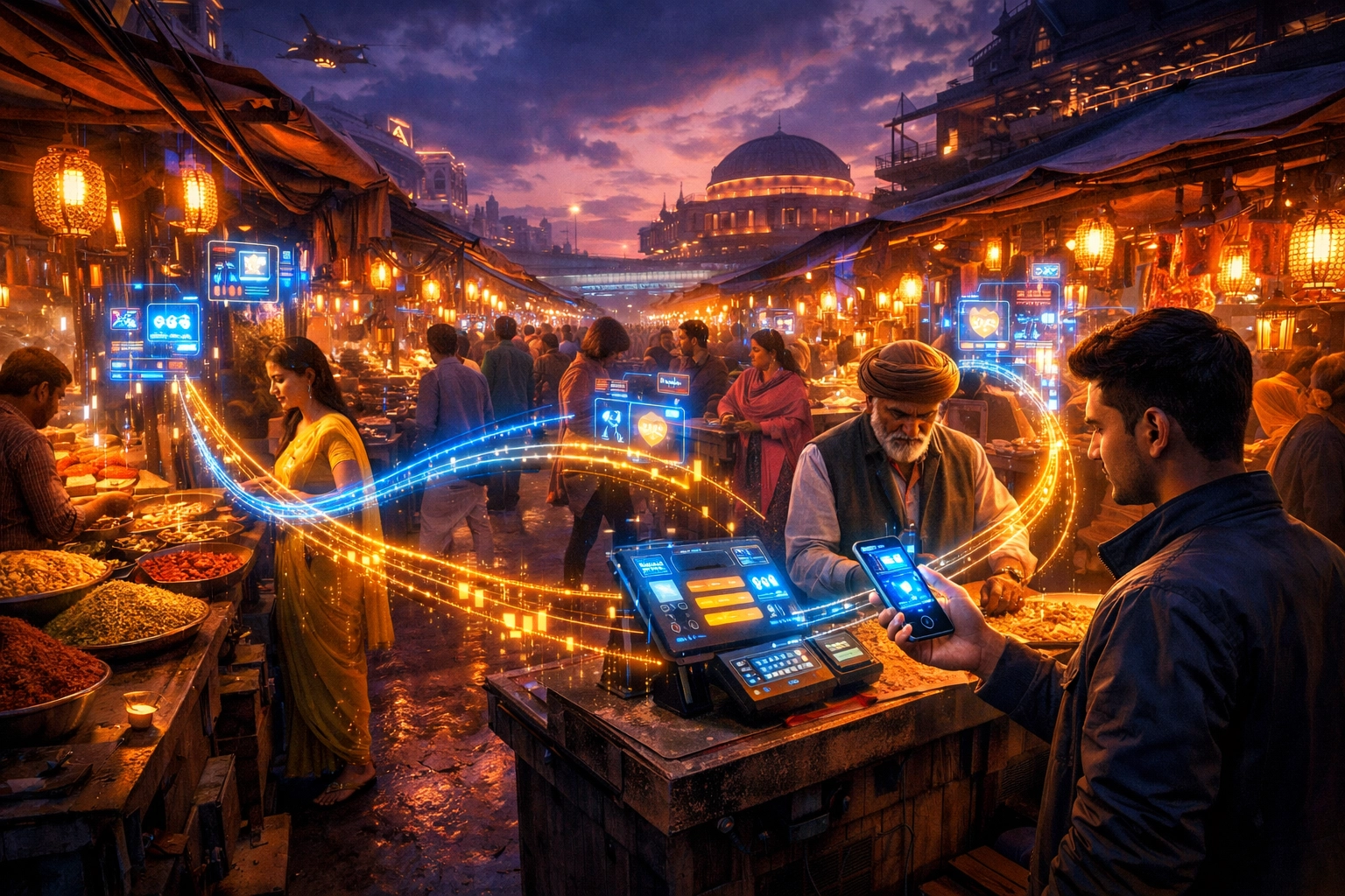 Digital payment infrastructure in an Indian market representing the latest technology news.