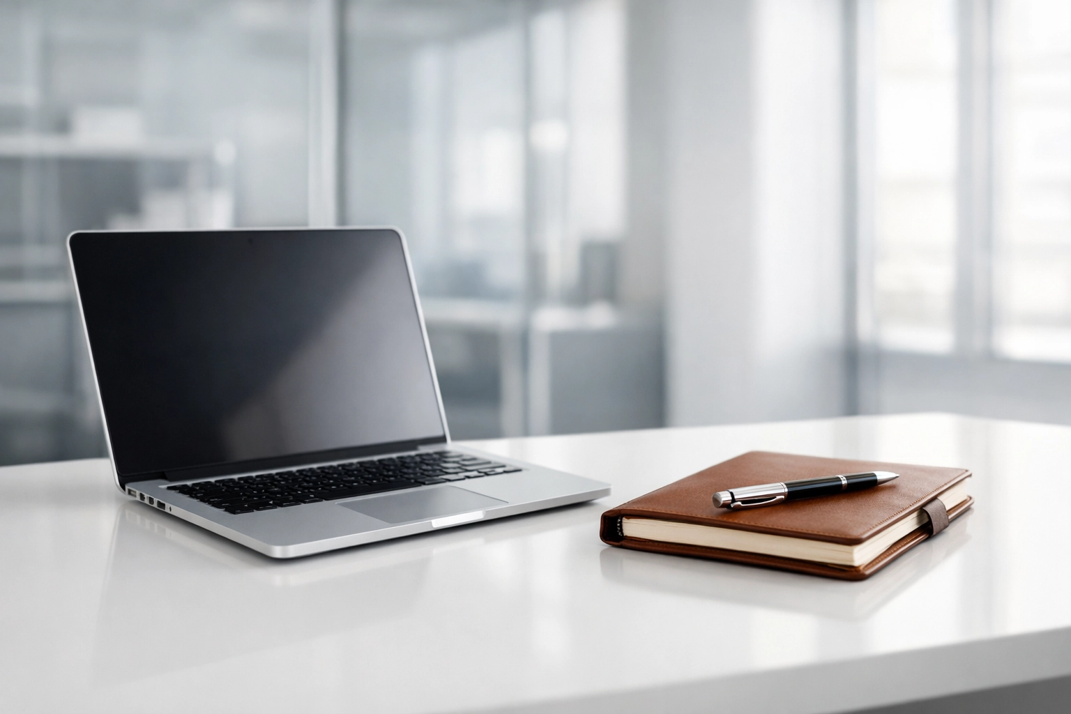 Professional tax office workspace featuring a laptop used for tracking ERO workflow and return status.