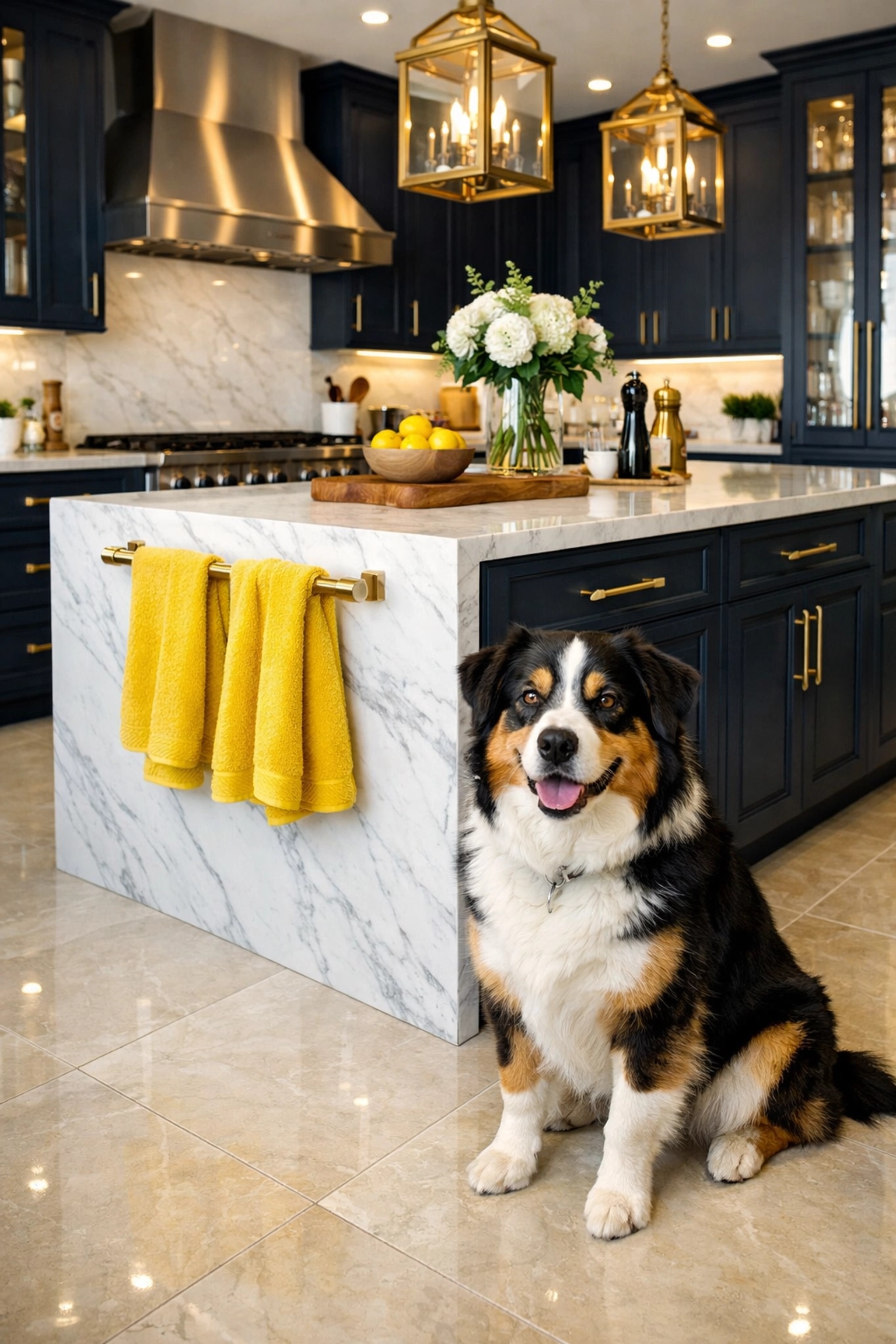Sparkling clean Worcester kitchen and polished floors from pet-friendly recurring house cleaning services.