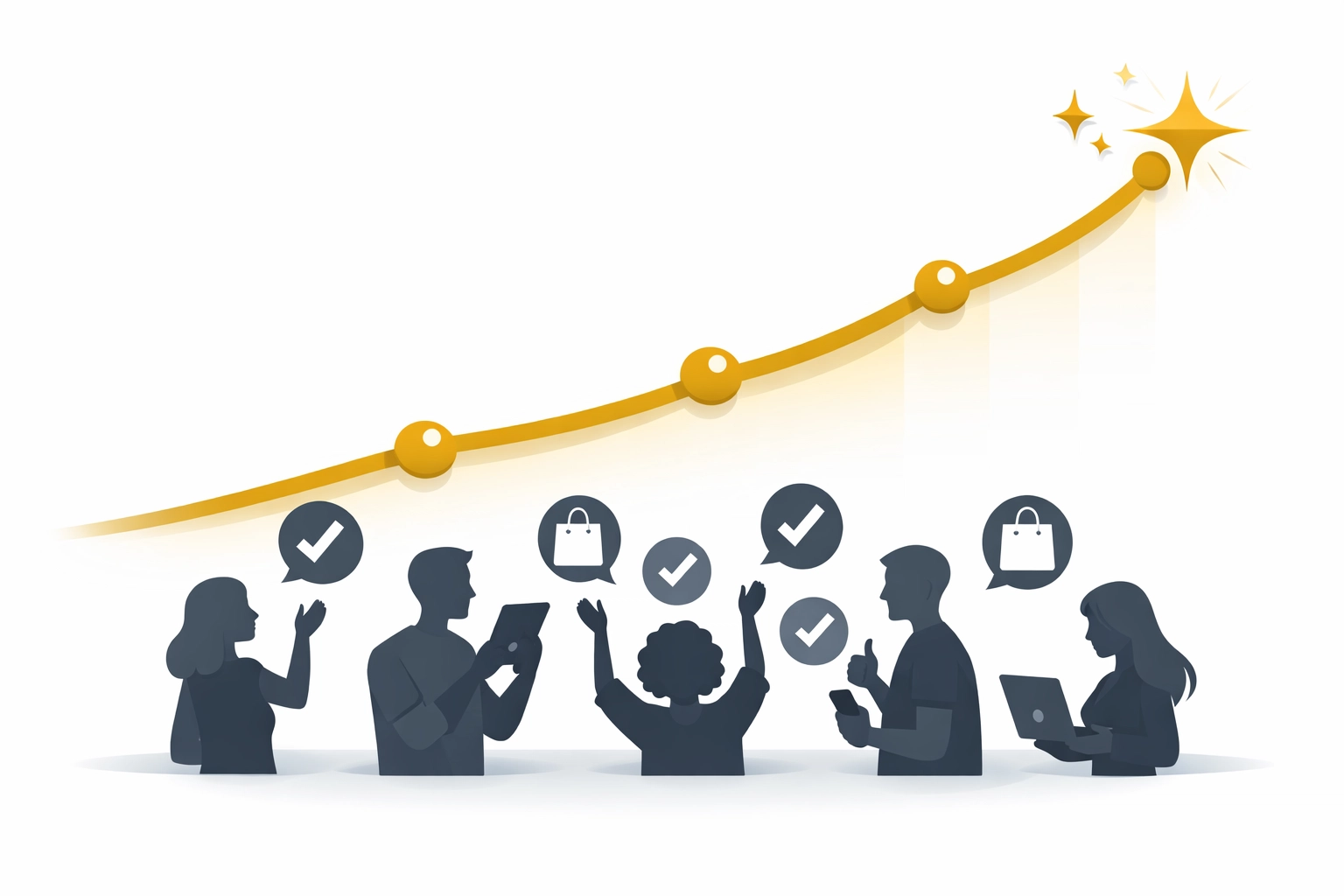 Rising conversion rates chart showing customer engagement with live shopping and webinar platforms