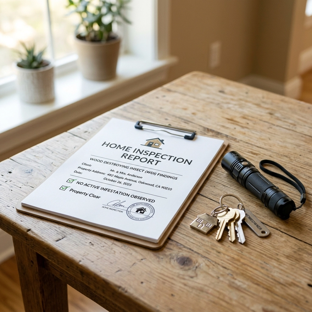 A professional WDI report with house keys