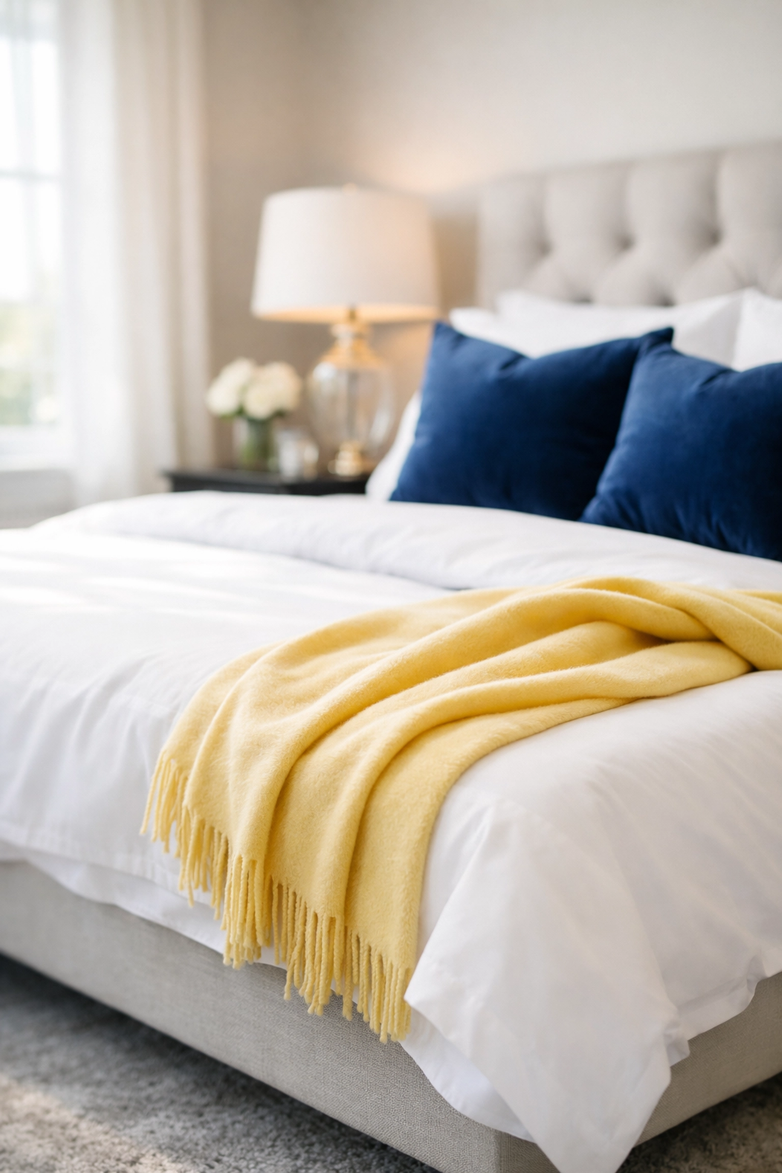 Dust-free luxury master bedroom with vacuumed carpets from professional cleaning in Nashua services.