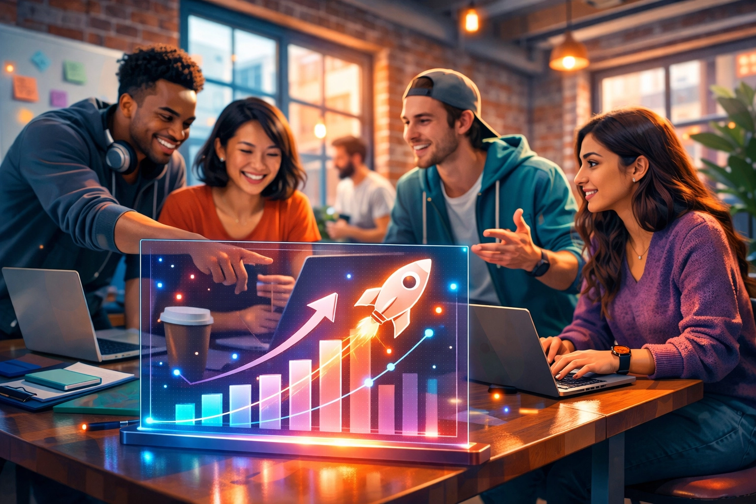 Startup entrepreneurs collaborating on venture capital growth opportunities