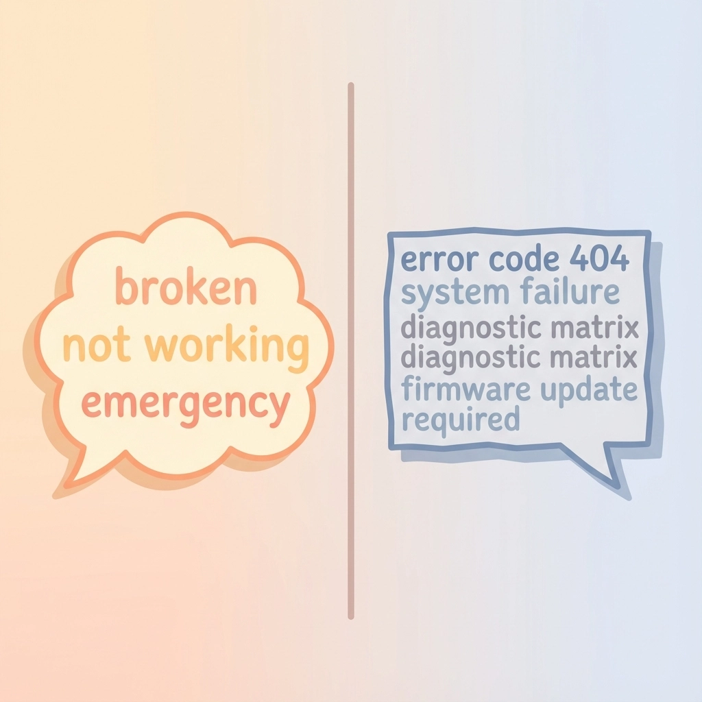 Google search results showing customer-friendly language vs technical jargon comparison