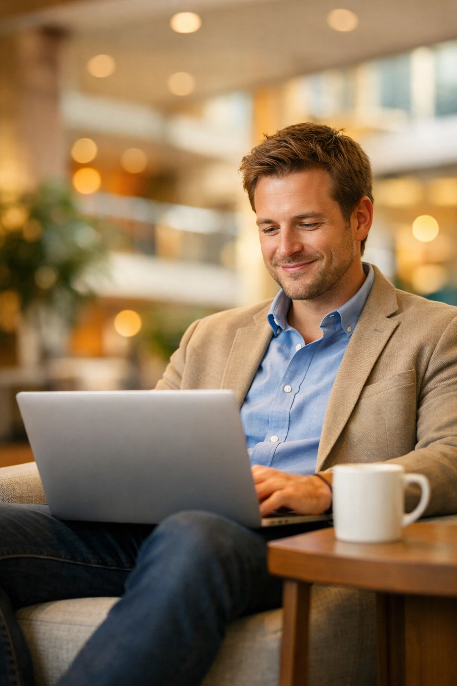 Business professional reviewing payroll reports and tax records with confidence in a modern office.