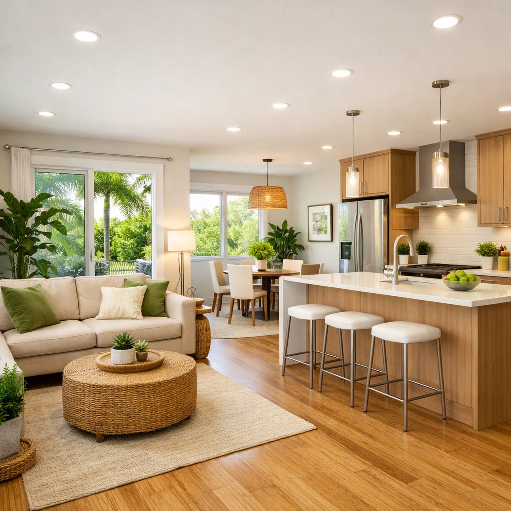 Energy-efficient Orlando home interior with sustainable green building features