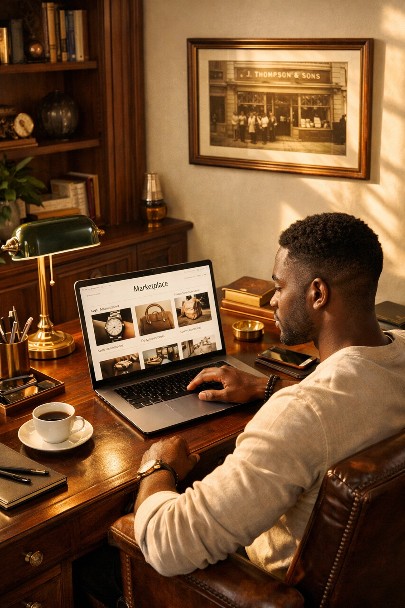 Black entrepreneur shopping Black-owned products online to build the spirit of Black Wall Street