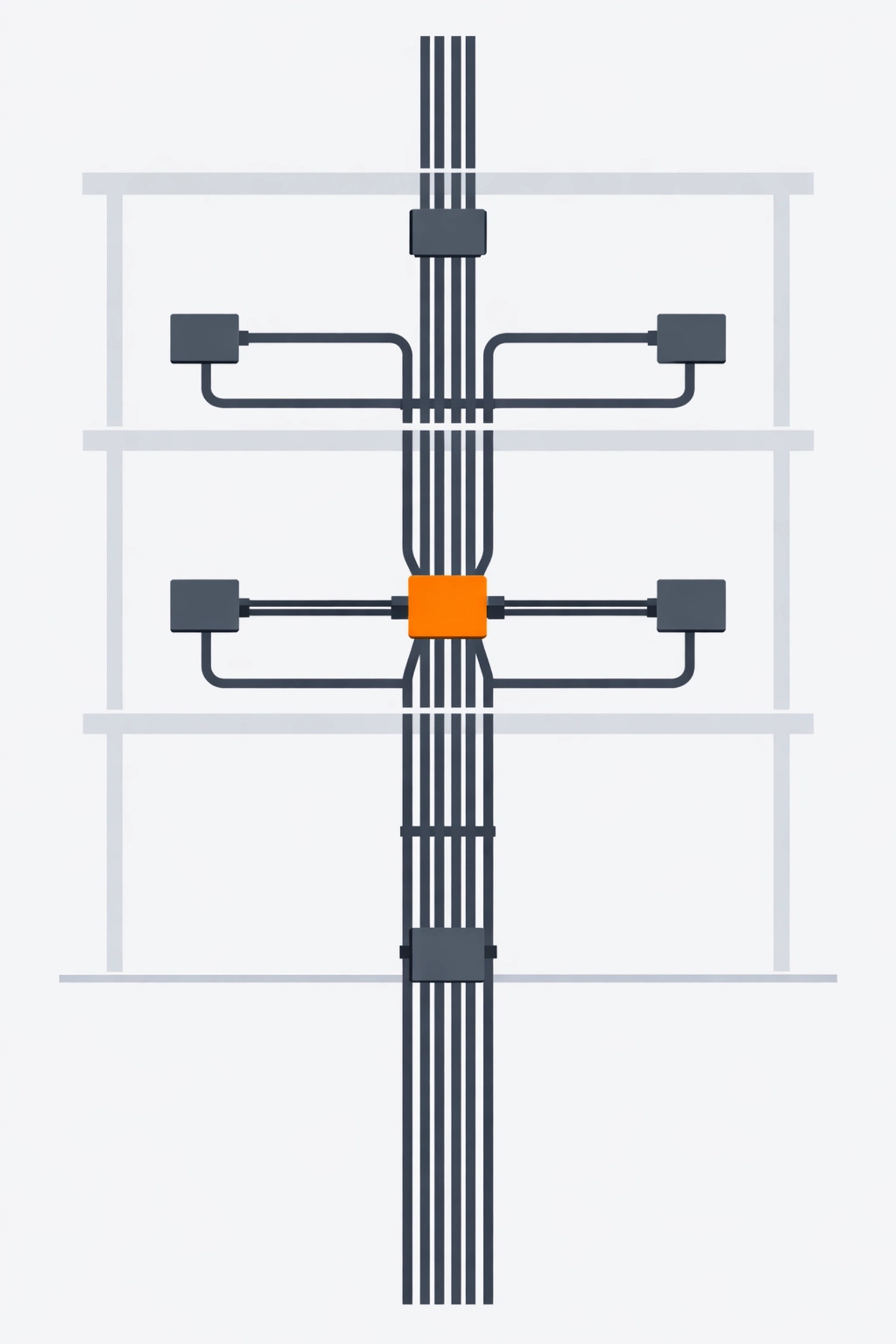 Technische Darstellung von Steigleitungen für die Sicherheit elektrischer Anlagen.