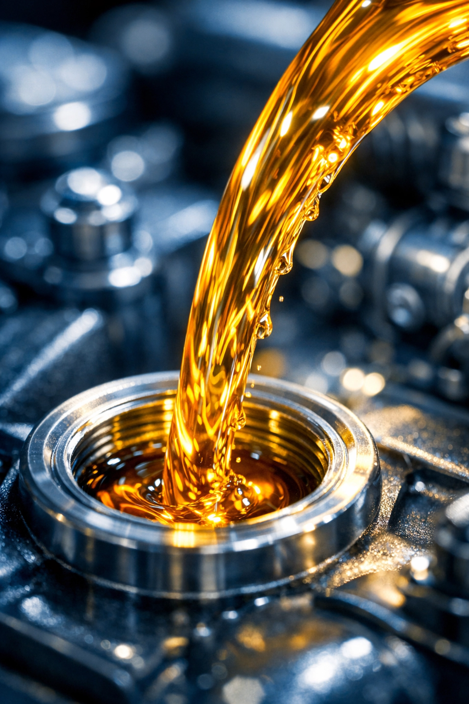 Fresh oil pouring during a high-quality oil change airdrie service.