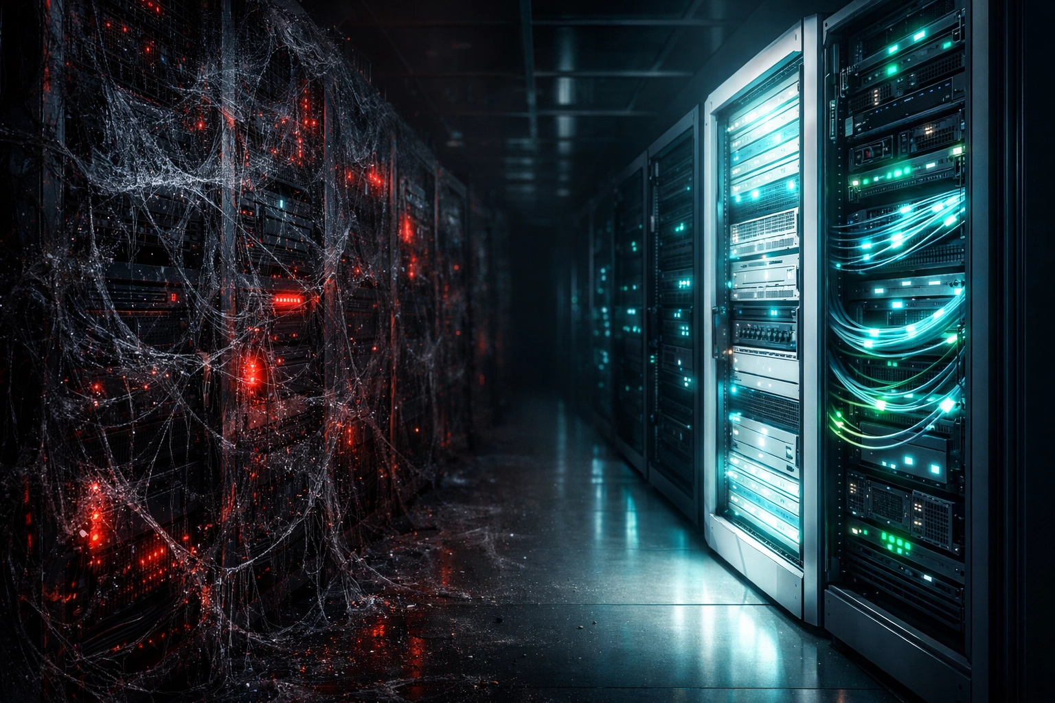 Contrast between an outdated automated graveyard and a fresh, verified B2B contact database.