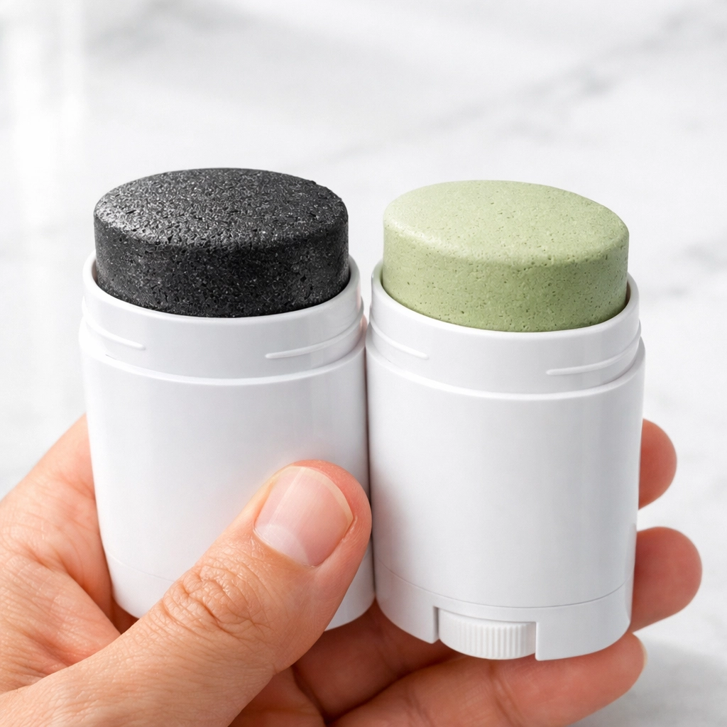 Dr Squatch vs Clayer natural deodorant comparison showing charcoal and green clay formulas