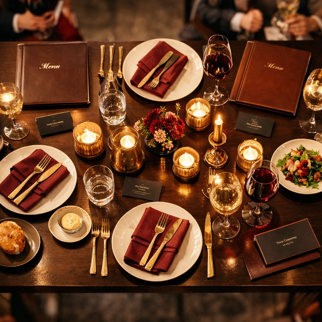 NEWSLETTER Elegant private dining table setup for executive Super Bowl business dinner