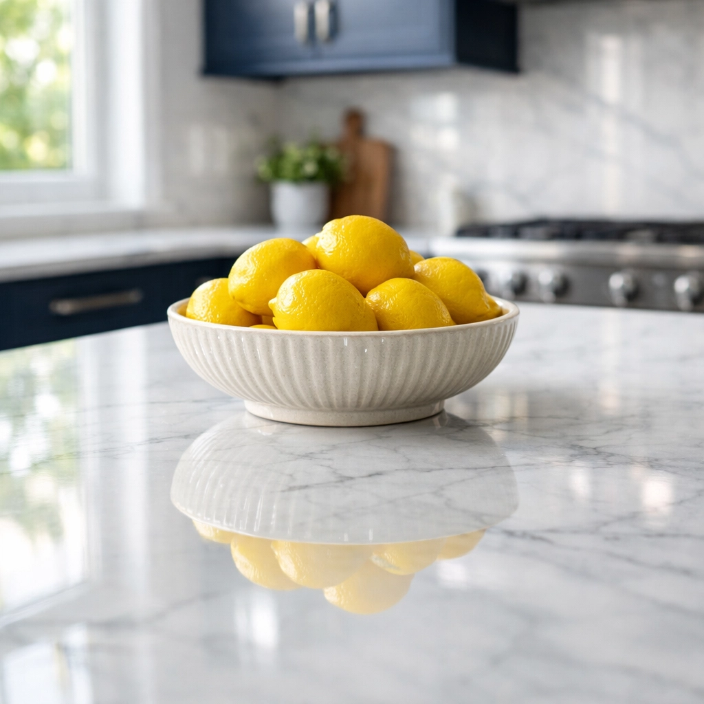 Polished kitchen countertops after professional house cleaning Worcester MA.