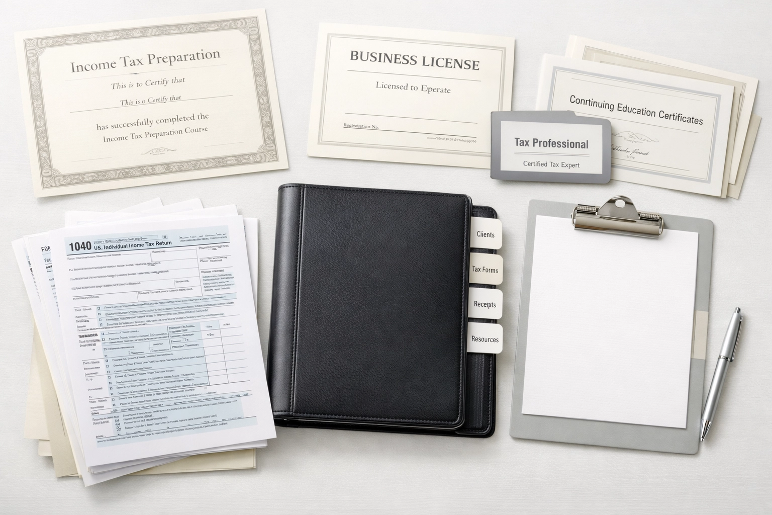 Organized tax professional credentials and ERO documentation for service bureau onboarding