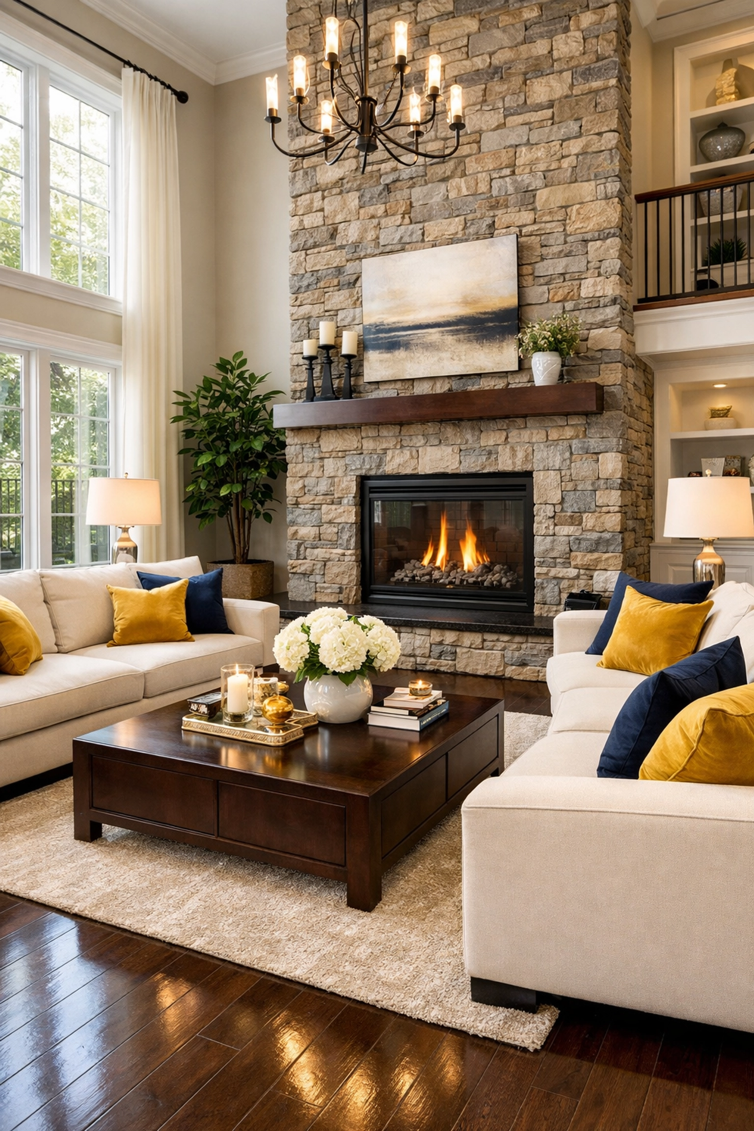 A spotless, luxury Groton living room showing the results of consistent elite home maintenance.
