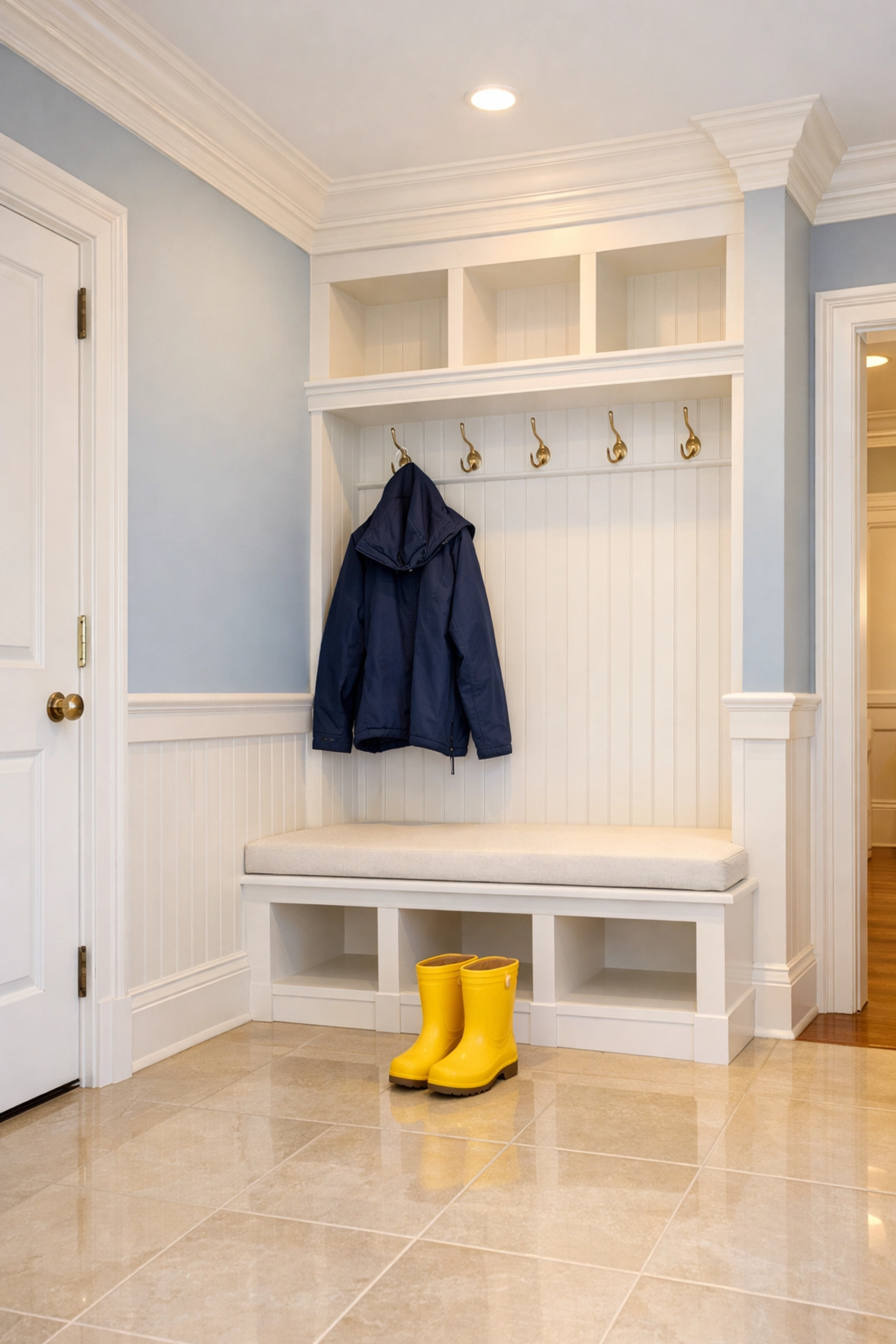 Organized Lancaster home mudroom prepared for a professional bi-weekly house cleaning visit.