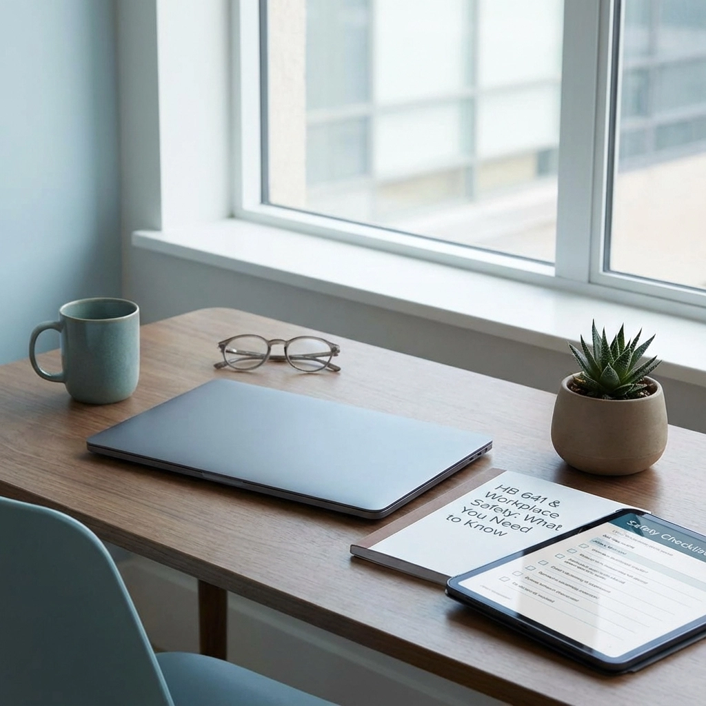 A symbolic image representing Florida legislation and workplace safety, with subtle LGBTQ+ pride colors integrated into a professional setting.