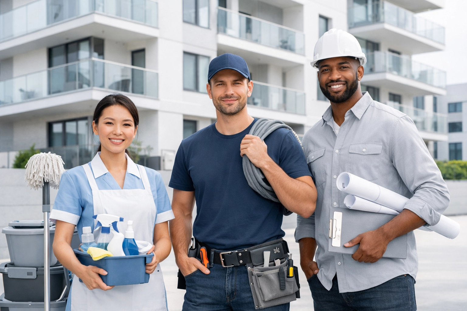 Professional cleaning and maintenance vendor team for apartment turnover services