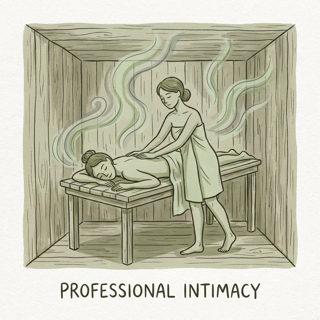 Professional massage in cedar sauna - MM intimacy and touch in Hands on Cedar gay fiction collection