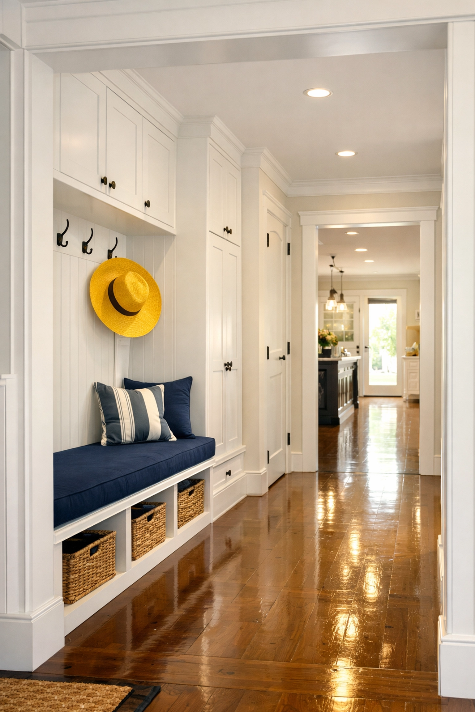 Clean and organized entryway in a South Shore home after professional Duxbury house cleaning.