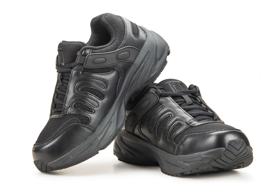 All-black orthopedic athletic shoes