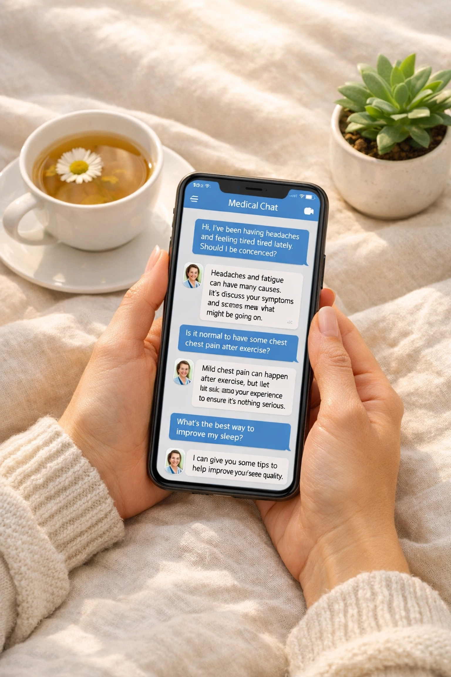 Woman using smartphone for confidential online women's health consultation from home