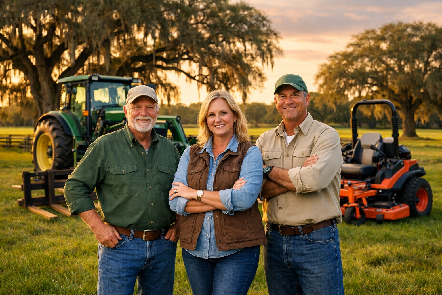 Ocala Tractor experts with agricultural equipment and zero-turn mowers in Central Florida