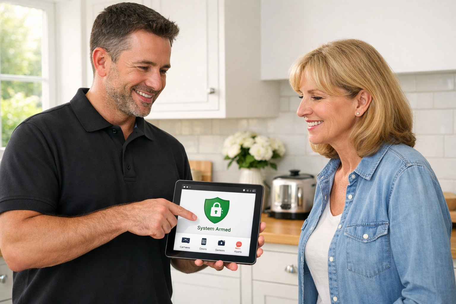 Professional security installer providing a free home security survey and app training in Worcester.