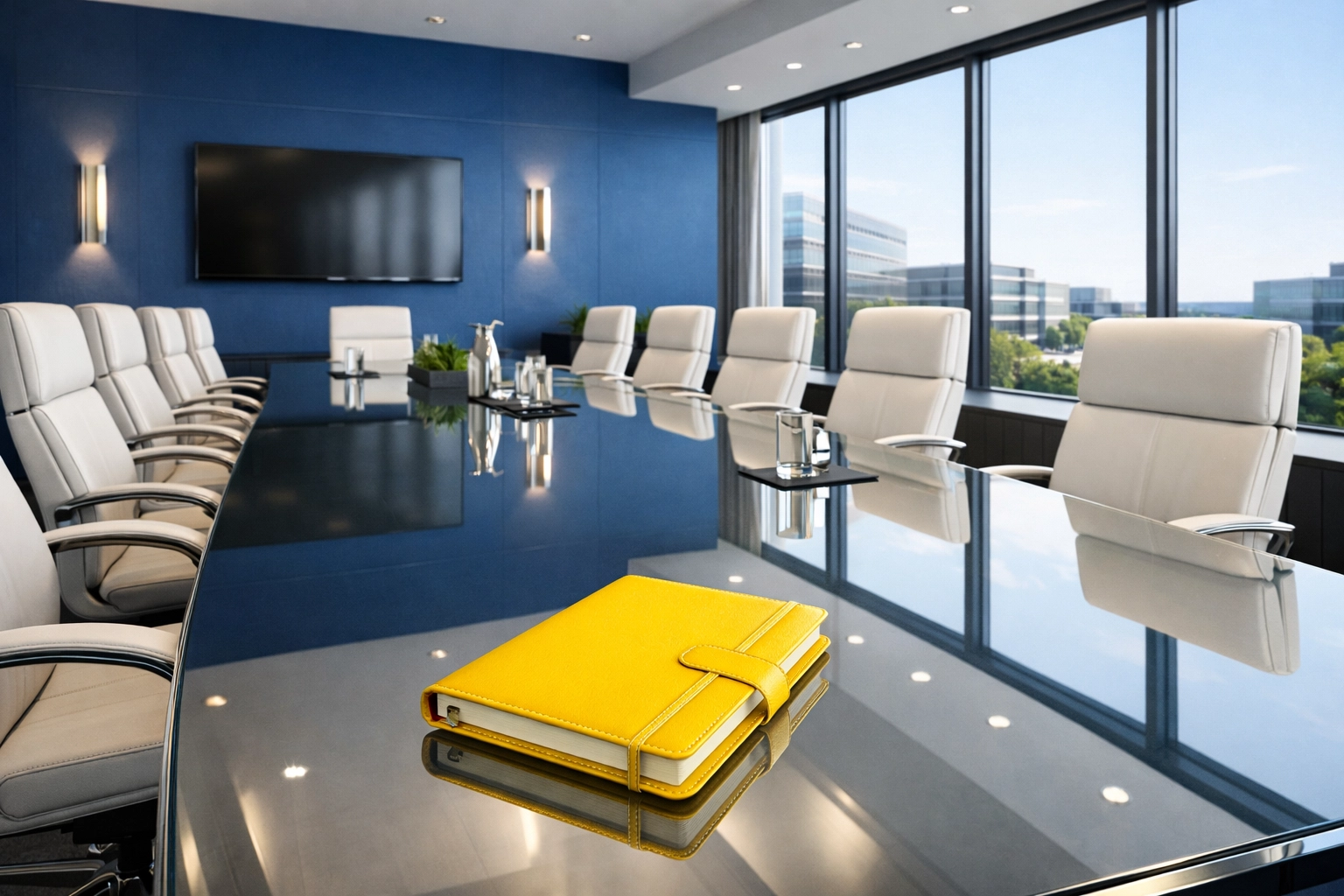 A clean and professional executive conference room in Ayer transformed by high-quality office cleaning services.