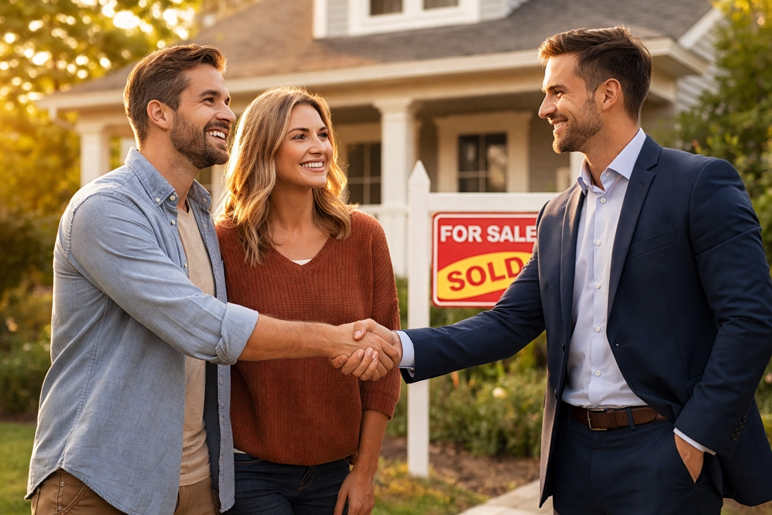 AI Certified Agent celebrating with South Jersey homeowners after successful home sale