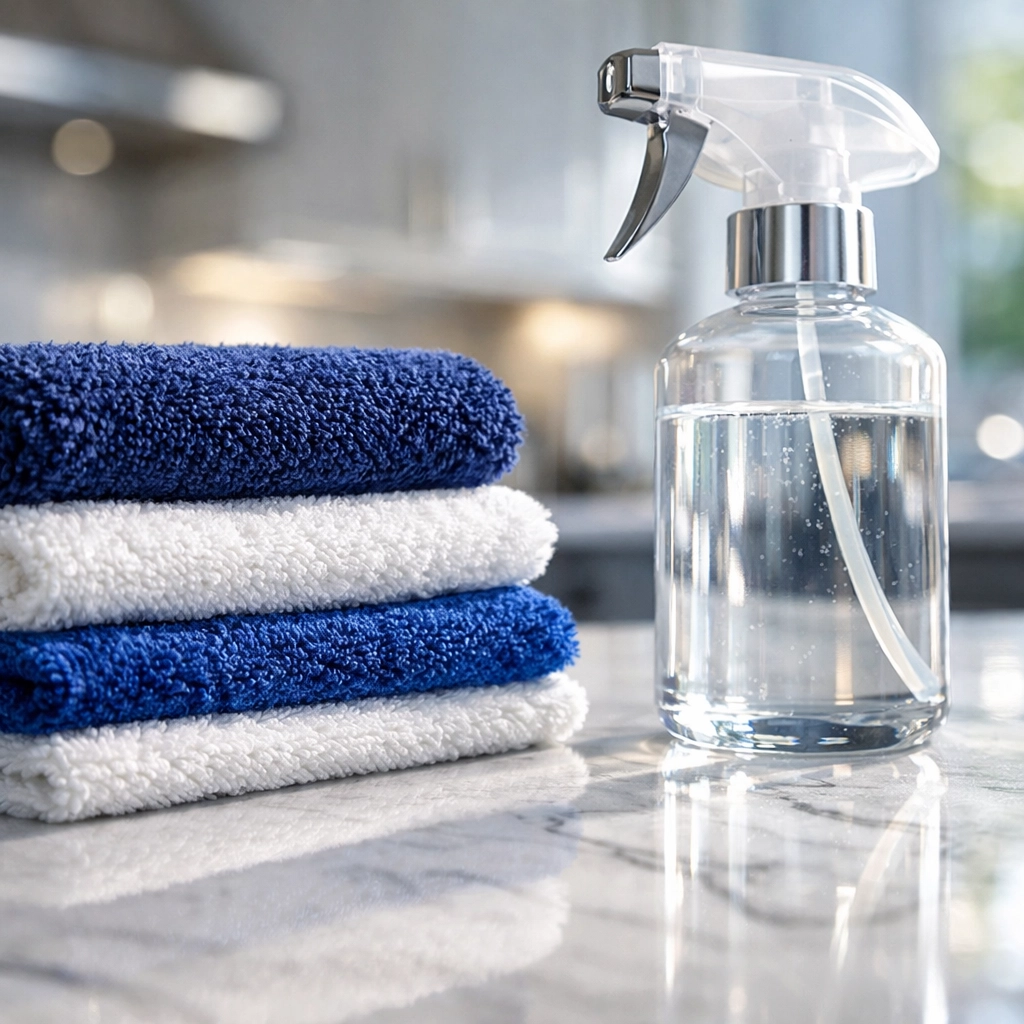 Professional microfiber cloths and supplies for efficient apartment cleaning Massachusetts.