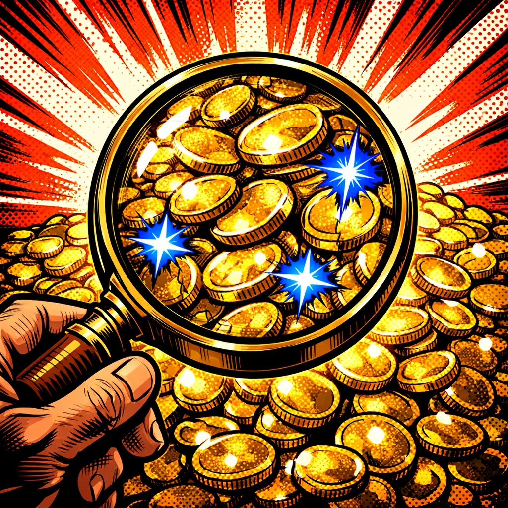 Magnifying glass over gold coins, showing the high ROI of using GoHighLevel lead nurturing automation.