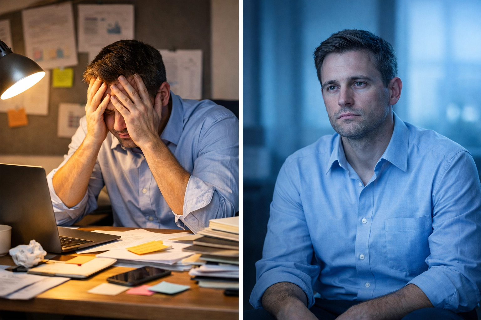 Visual comparison of burnout exhaustion versus secondary trauma in healthcare leaders