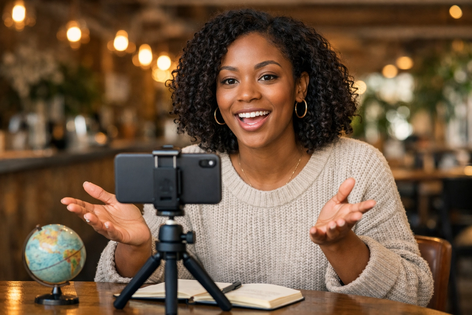 Travel agent creating authentic TikTok content for client engagement