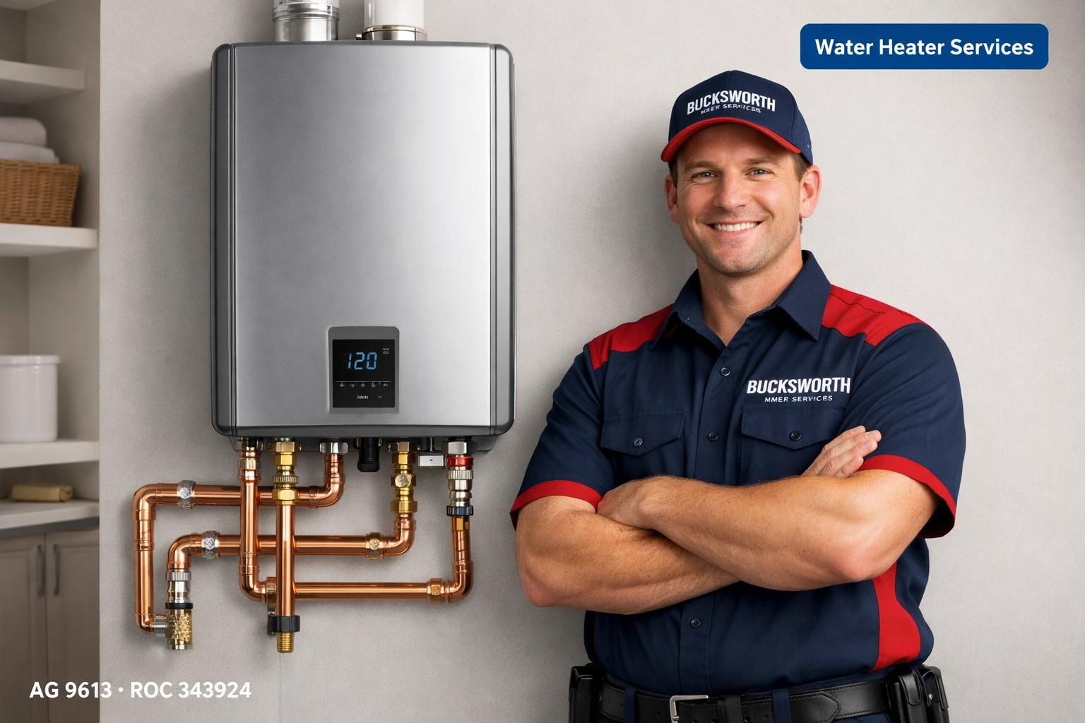 Expert tankless water heater installation in Sahuarita AZ by a Bucksworth technician.