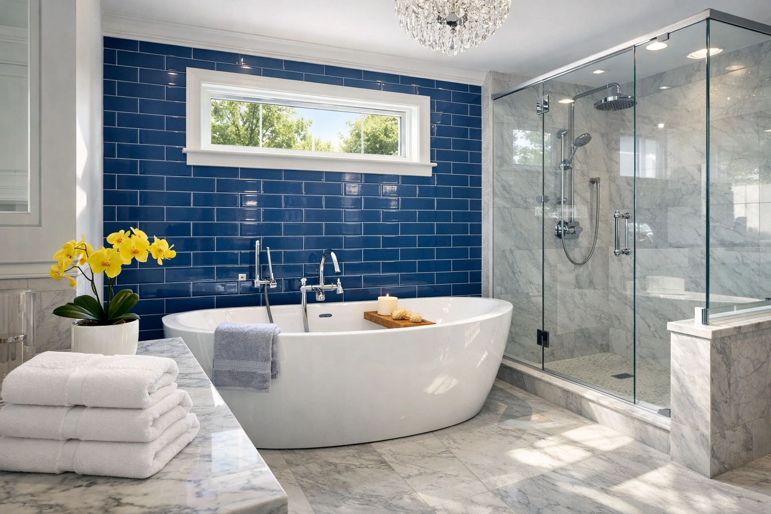 A spotless master bathroom in Wellesley sanitized to perfection by a weekly house cleaning service.