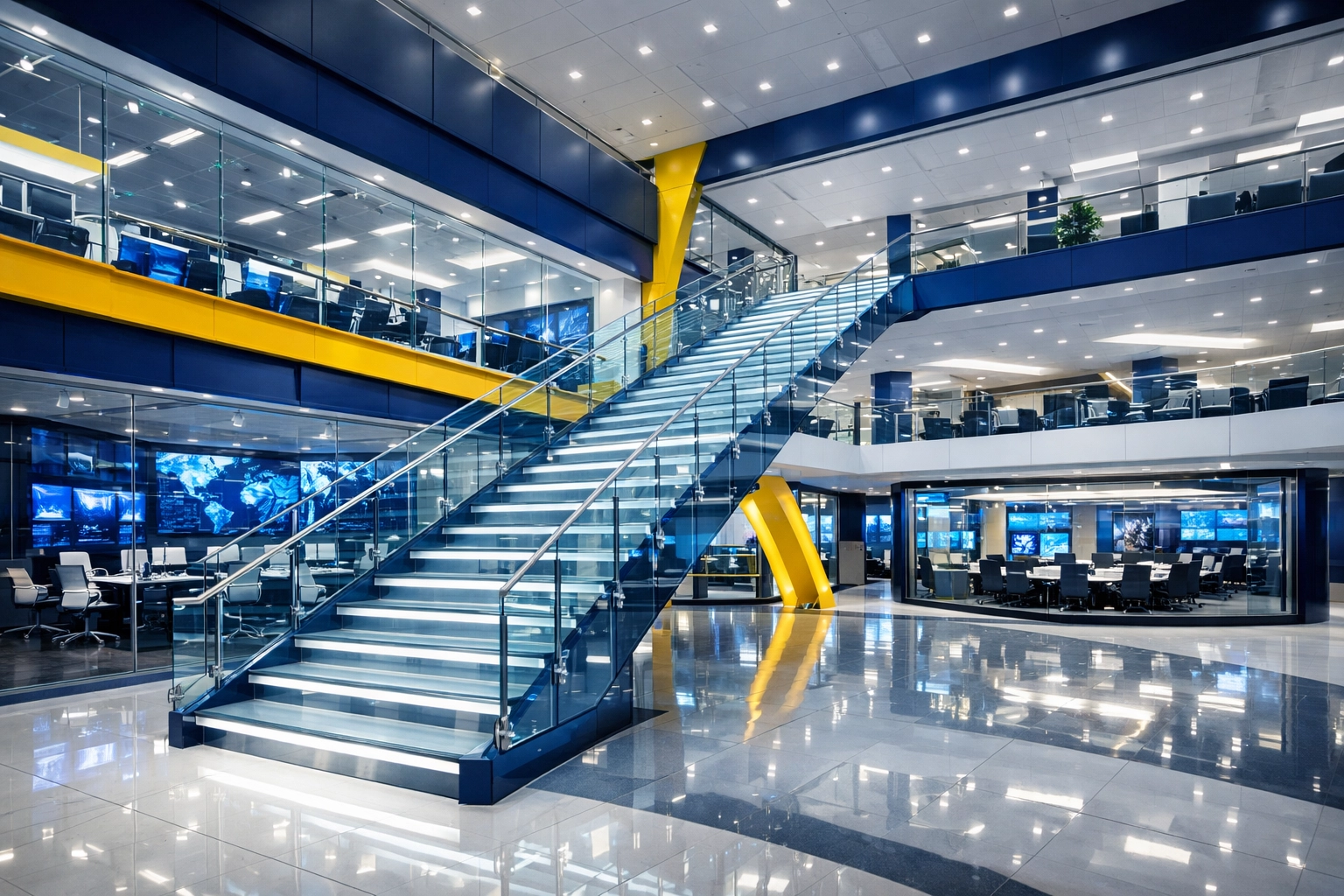 Spacious and meticulously maintained Burlington commercial headquarters with clean glass features.