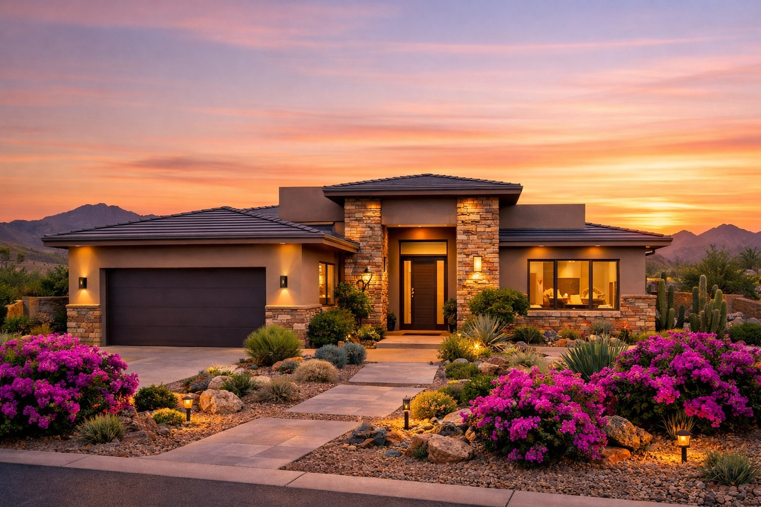Modern desert home in Buckeye, AZ, featuring high curb appeal during the West Valley spring real estate season. Modern desert home in Buckeye, AZ, featuring high curb appeal during the West Valley spring real estate season.