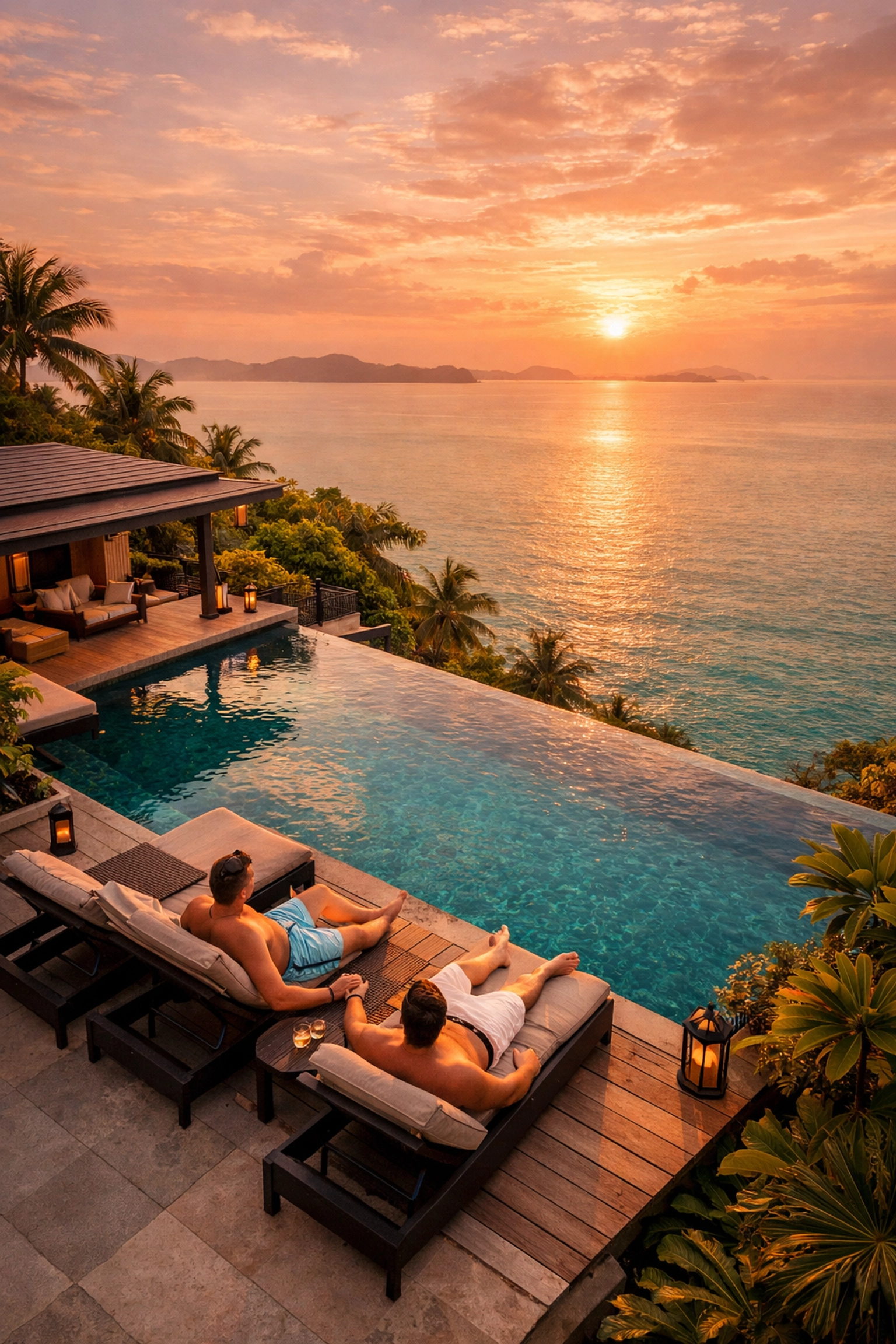 Luxury Koh Samui private villa with infinity pool overlooking ocean, perfect for gay honeymoon couples