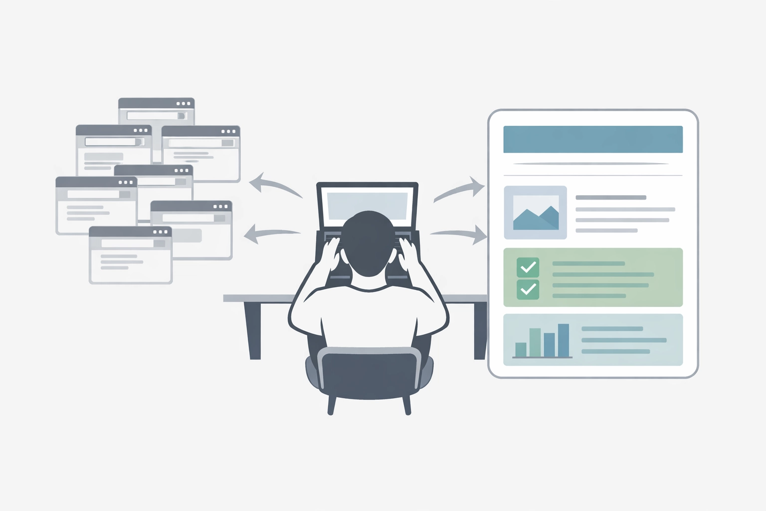 User search behavior shift from multiple browser tabs to single AI interface