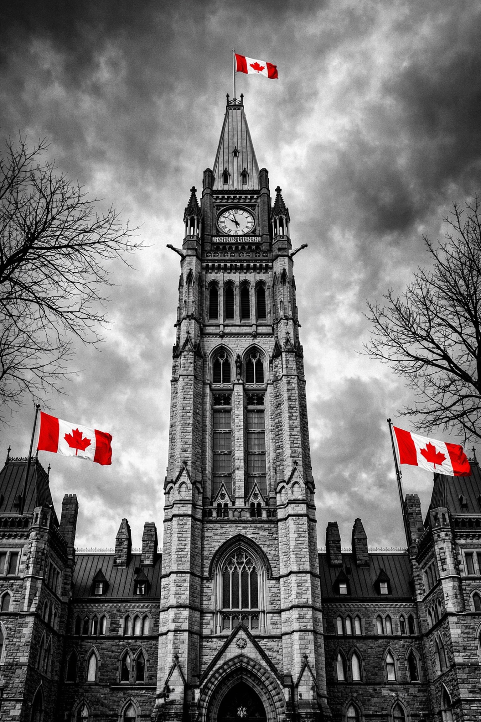Parliament Hill Centre Block in Ottawa during federal budget deliberations