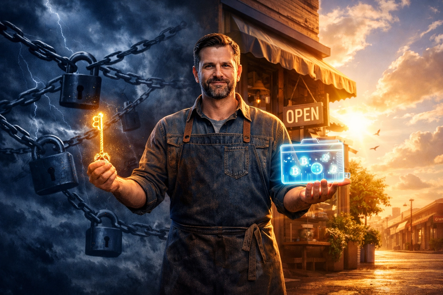 Small business owner achieving financial freedom through self-custody crypto wallet solutions