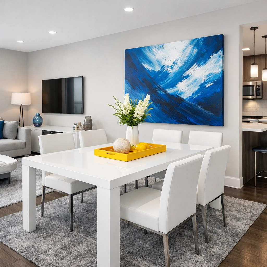 A perfectly organized modern apartment in Westborough after a professional residential apartment cleaning service.