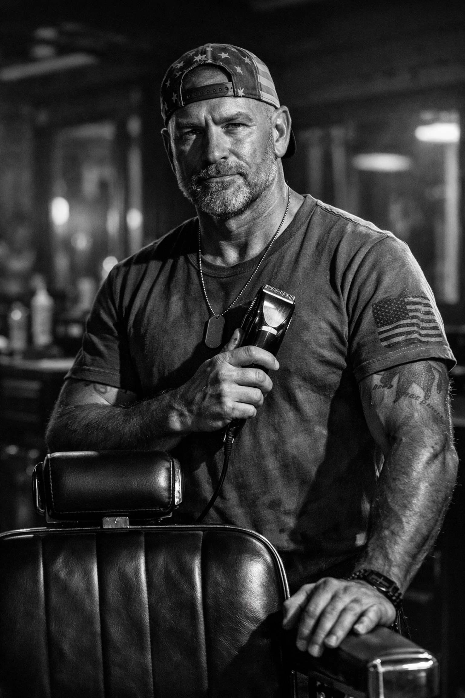 Military veteran holding clippers ready to start barbering career using GI Bill benefits in Ohio