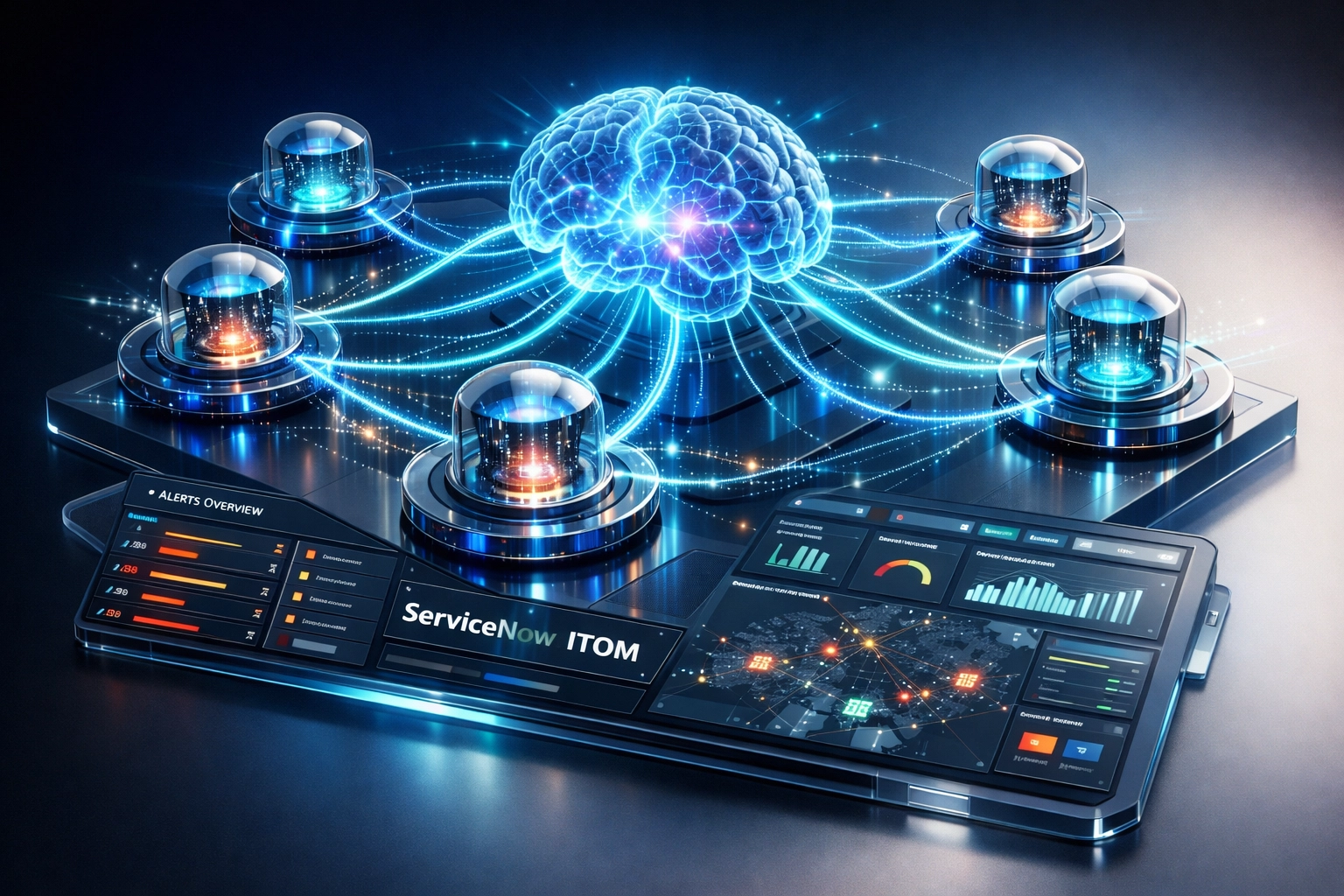 Agentic AI network autonomously managing ServiceNow ITOM alerts and incident response workflows
