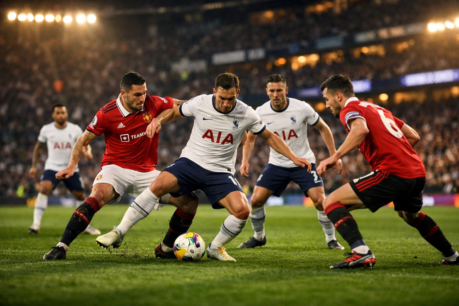 Tottenham vs Newcastle Premier League match with both teams battling in midfield