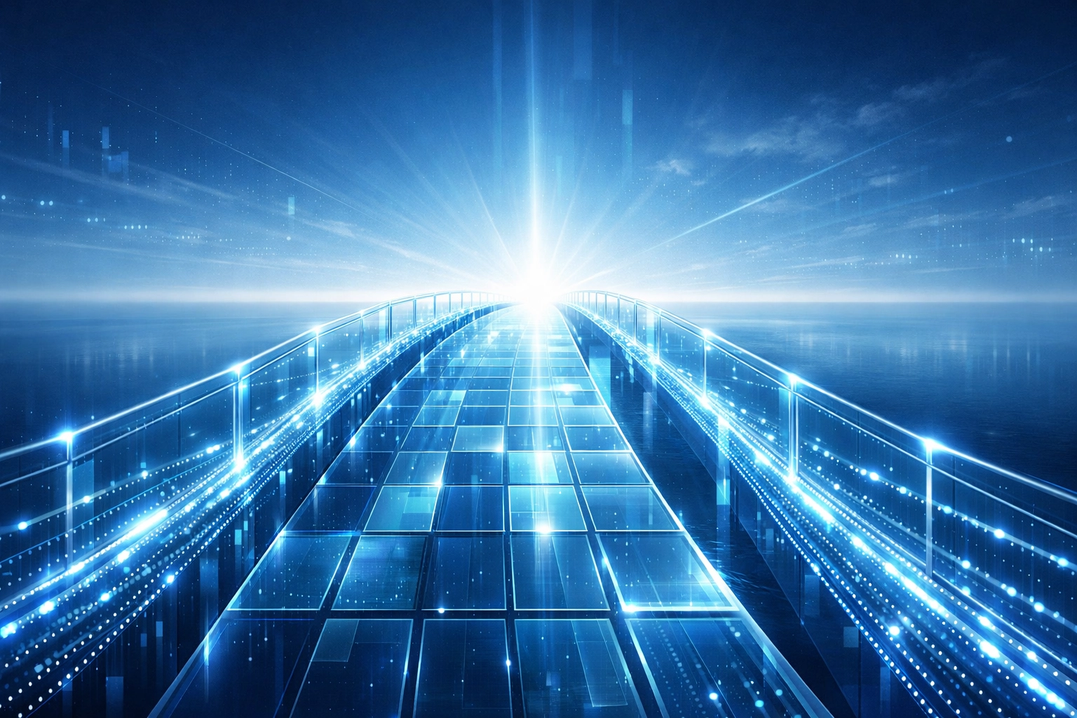 A digital bridge symbolizing the clear roadmap from operational complexity to scalable business growth.